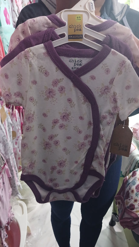 Purple floral 3pcs onesie