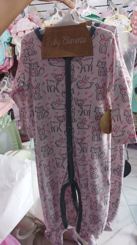 Baby Element girl pink and grey animal sleeper