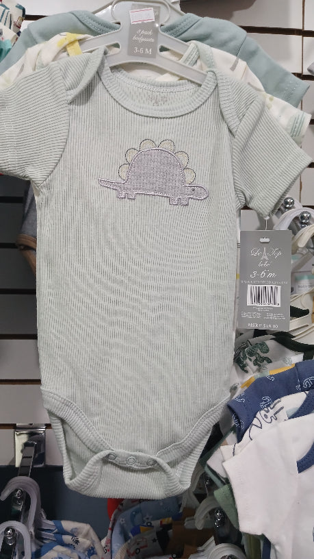 Grey dinosaur boys light green 3pc onesies