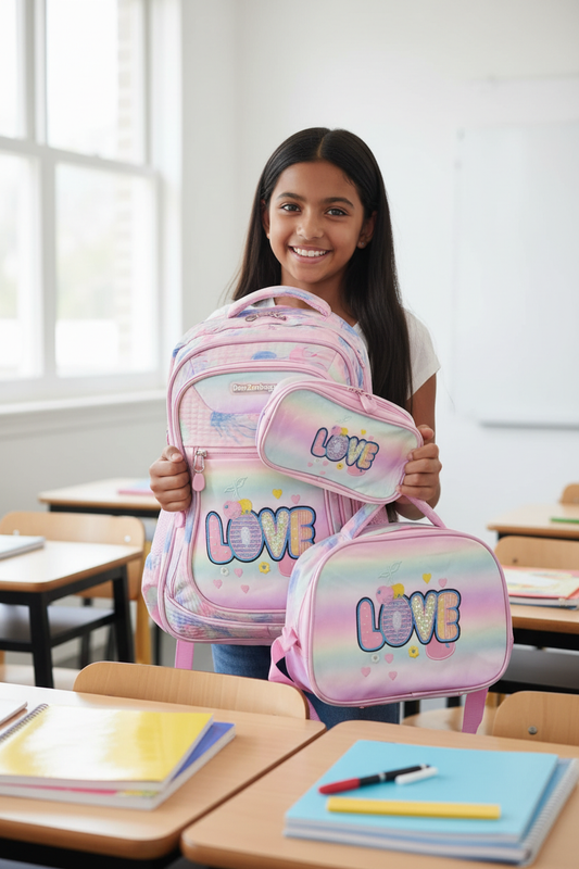 Pink LOVE Girls' 3-Piece Back to School Bag Set