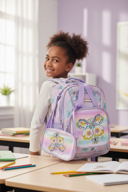 Lavender Butterfly Girls' Backpack & Pencil Case Set