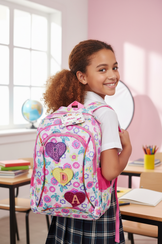 Floral Heart Patch Girls' Backpack