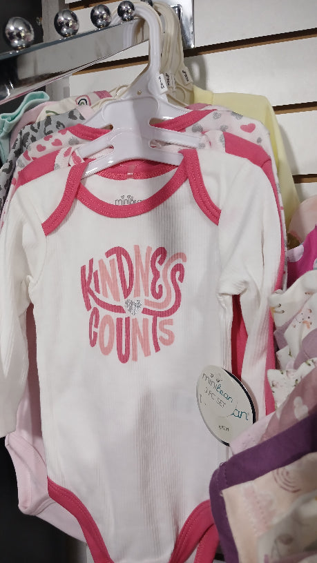 Kindness counts 3pc long sleeve onesies