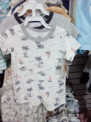 Grey Coconut trees boys romper