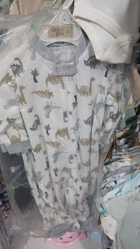 Grey boys dinosaur zipper sleeper