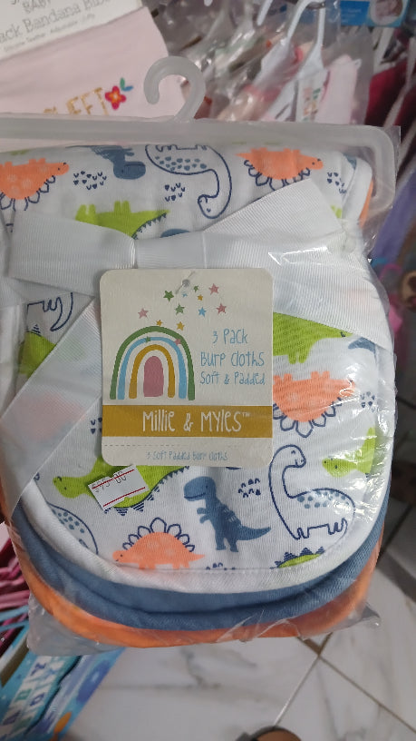 Mille and miles 3pk Burp cloths