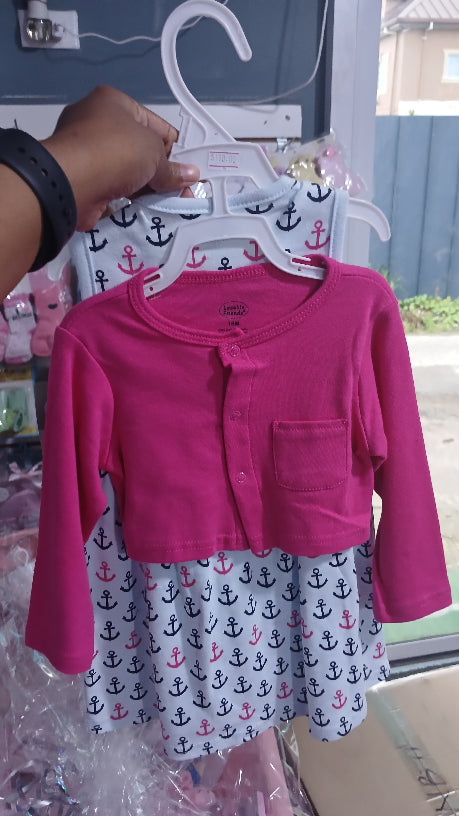 Luvable friends dress and cardigan 2pcs set