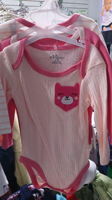 Mini bear girls 3pc long sleeve onesies