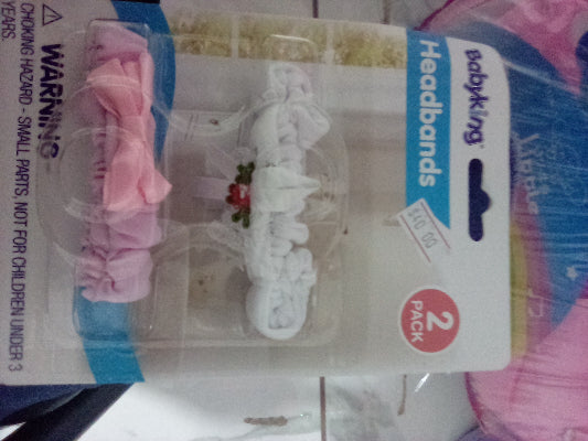 Pink and white headband