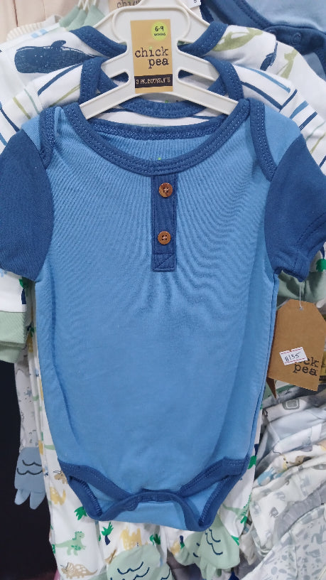 Blue and white whale 3pc boy onesies