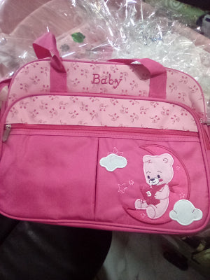 Pink bear diaper bag