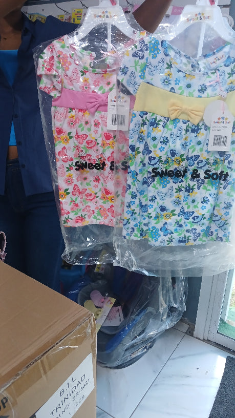 Sweet and soft blue and pink butterfly dress