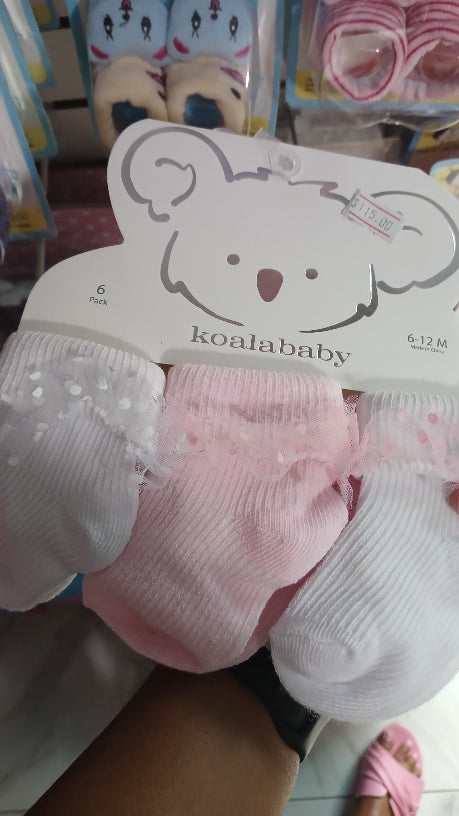 Pink and white socks