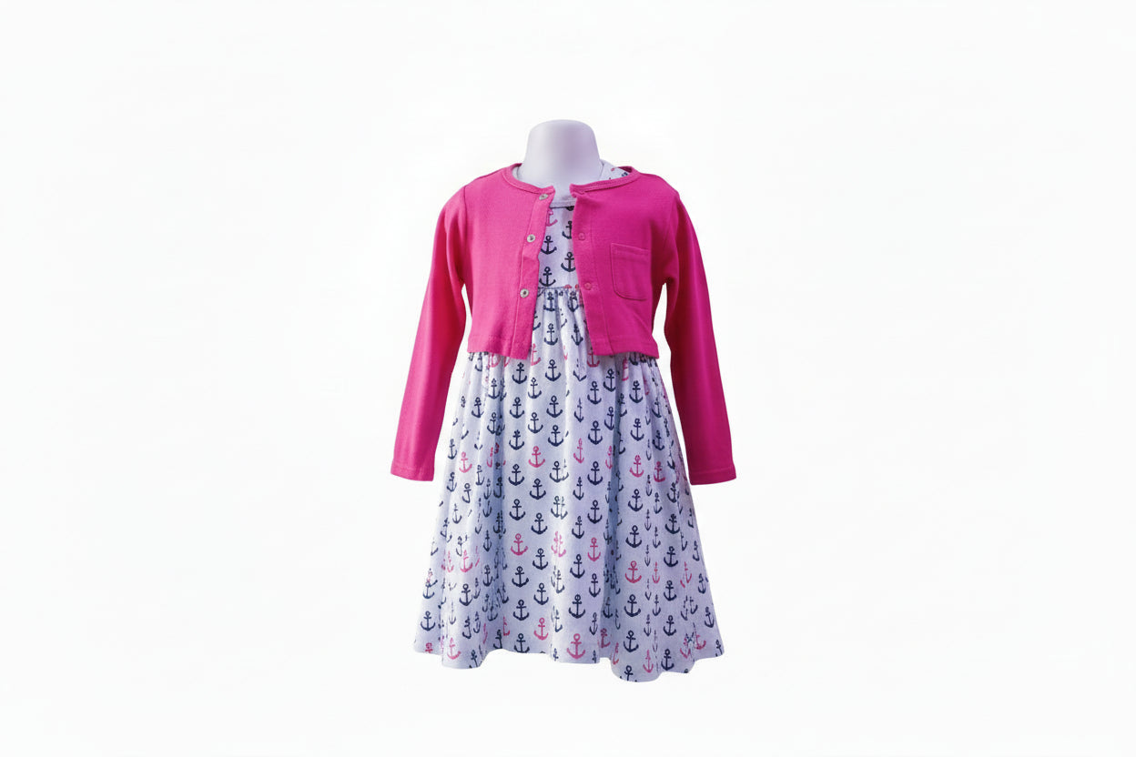 Luvable friends dress and cardigan 2pcs set